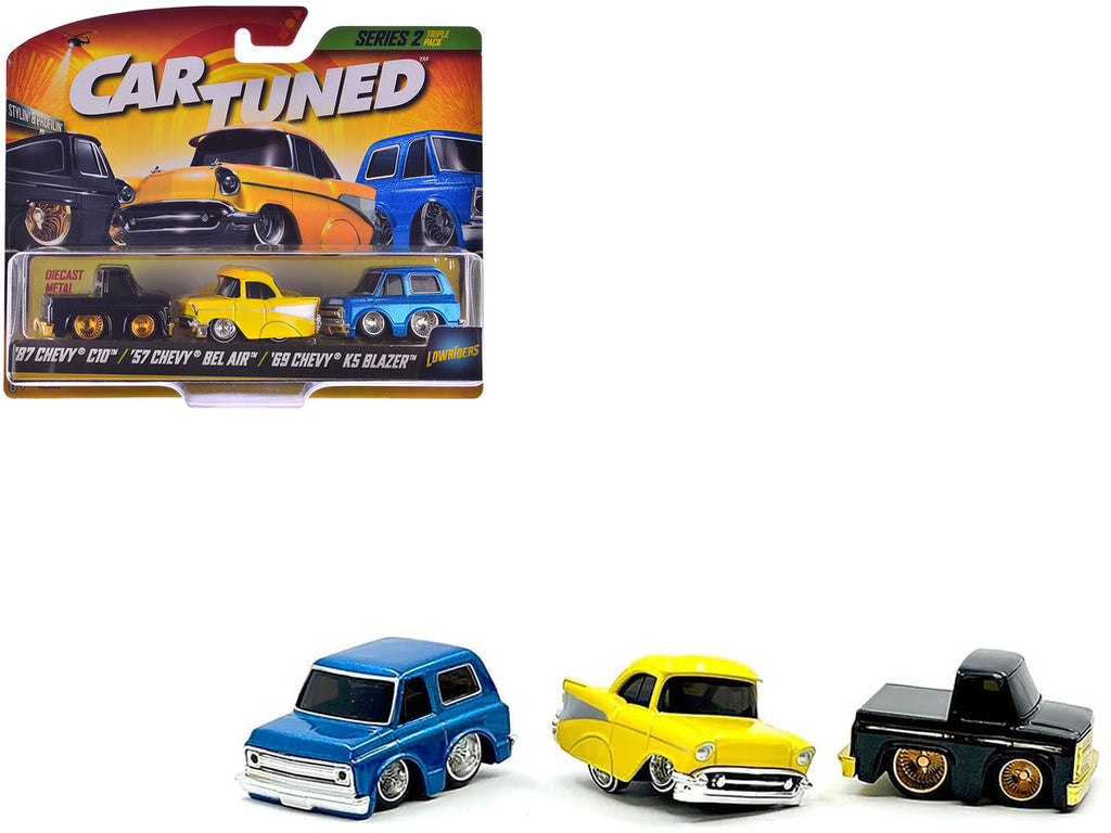 "Lowriders" Series 2 Chevrolet Triple Pack Set of 3 Cars Diecast Model Cars by CarTuned-2