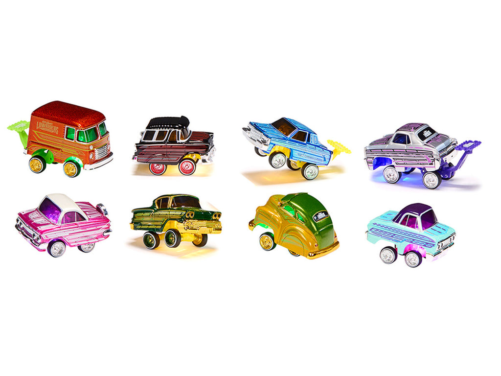 "Lowriders Show Glow" Series 4 Set of 8 Pieces Diecast Model Cars by CarTuned-1