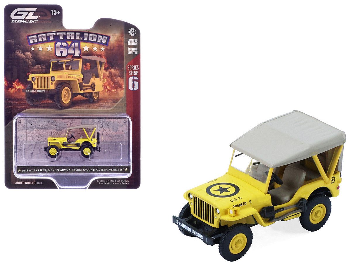 1942 Willys MB Jeep "Control Jeep - U.S. Army Air Forces" Yellow with Beige Top "Battalion 64" Series 6 1/64 Diecast Model Car by Greenlight-4