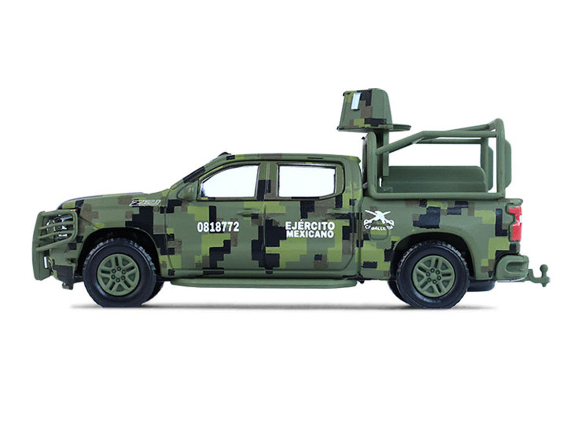 2021 Chevrolet Silverado LT Trail Boss Z71 Truck "Mexican Military" Green Digital Camouflage "Battalion 64" Series 6 1/64 Diecast Model Car by Greenlight-0