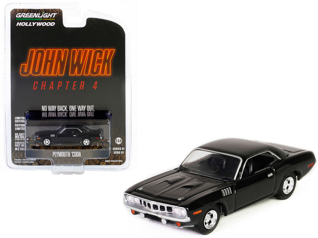 Plymouth Barracuda Black "John Wick: Chapter 4" (2023) Movie "Hollywood Series" Release 41 1/64 Diecast Model Car by Greenlight-2