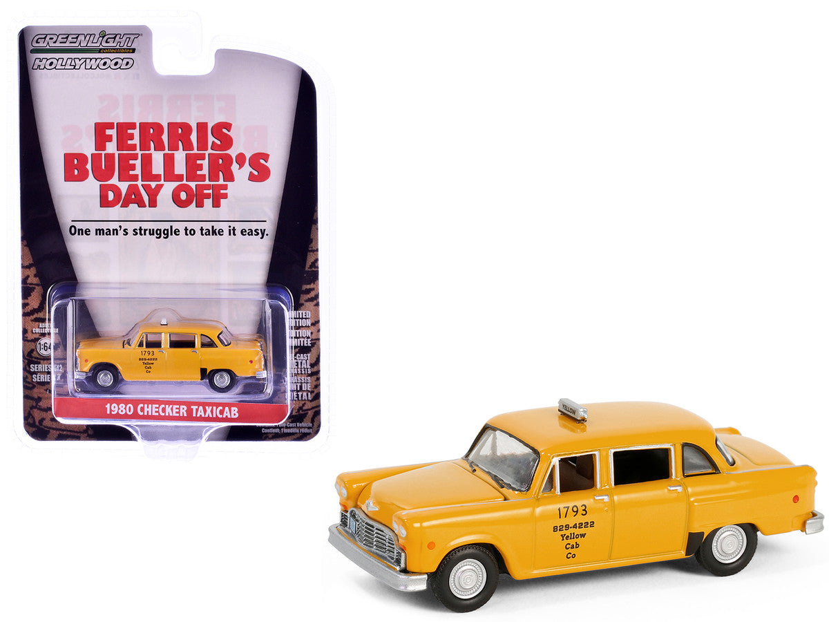 1980 Checker Taxicab "Yellow Cab Co. #1793" Yellow "Ferris Bueller's Day Off" (1986) Movie "Hollywood Series" Release 42 1/64 Diecast Model Car by Greenlight-2