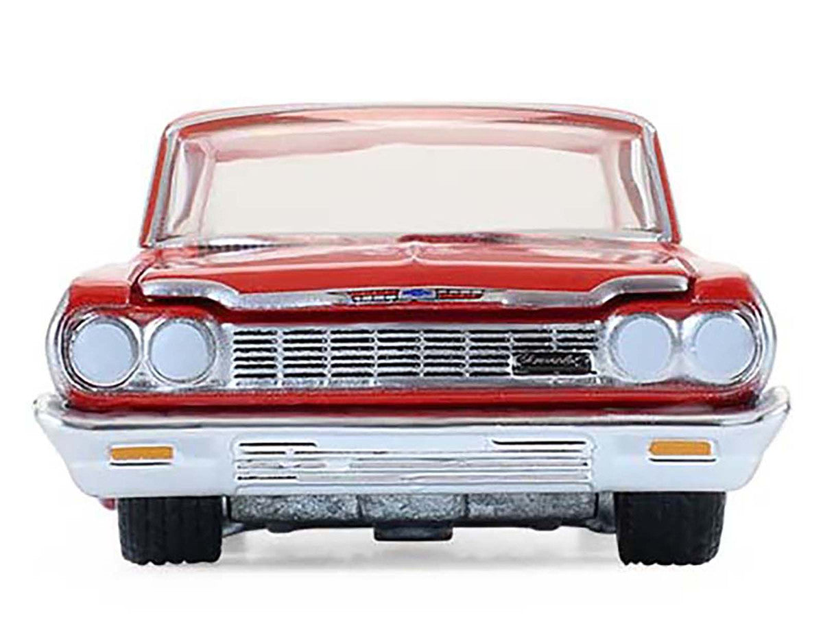 1964 Chevrolet Biscayne Lowrider Silver Metallic and Red Two-Tone "California Lowriders" Series 7 1/64 Diecast Model Car by Greenlight-2