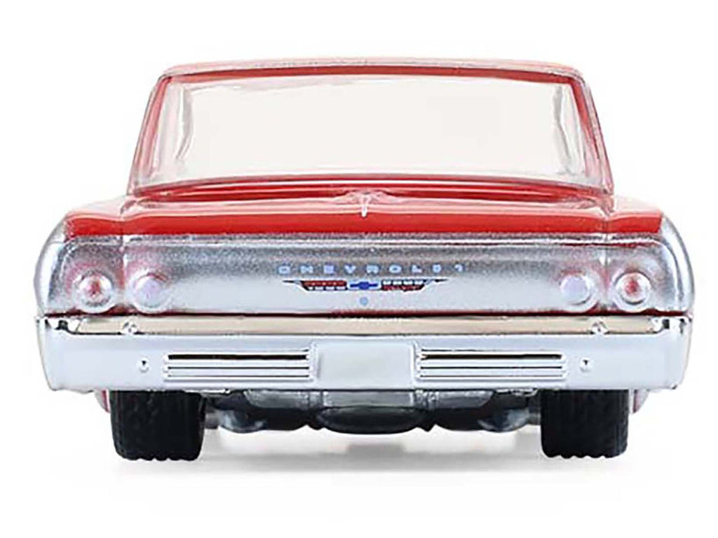1964 Chevrolet Biscayne Lowrider Silver Metallic and Red Two-Tone "California Lowriders" Series 7 1/64 Diecast Model Car by Greenlight-1