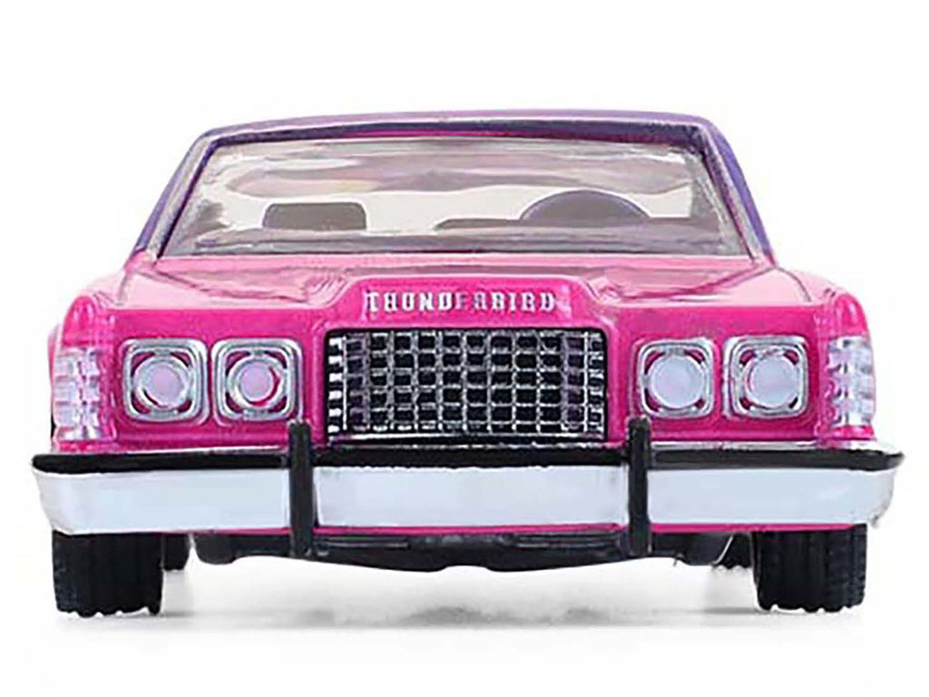 1975 Ford Thunderbird Lowrider Pink Metallic with Purple Top and Graphics with Purple Interior "California Lowriders" Series 7 1/64 Diecast Model Car by Greenlight-1