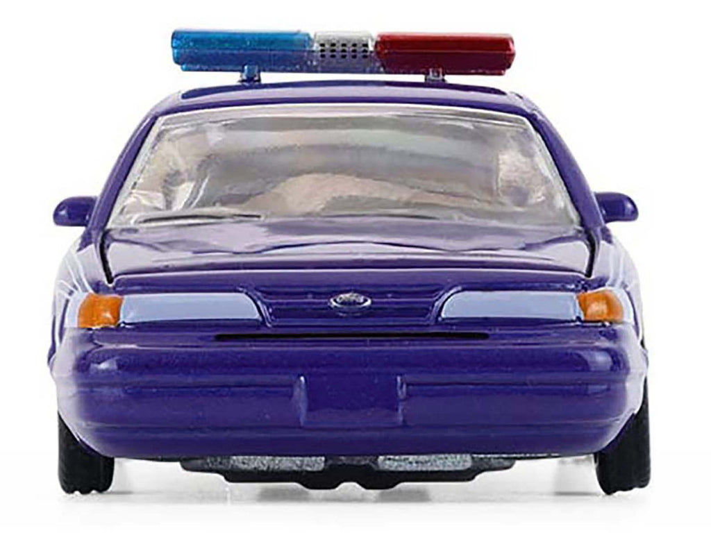 1992 Ford Crown Victoria Lowrider Blue with Graphics and Lightbar "California Lowriders" Series 7 1/64 Diecast Model Car by Greenlight-2