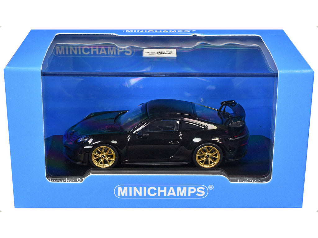 2025 Porsche 911 (992.2) GT3 Weissach Package Black with Carbon Stripe Limited Edition to 240 pieces Worldwide 1/64 Diecast Model Car by Minichamps-2