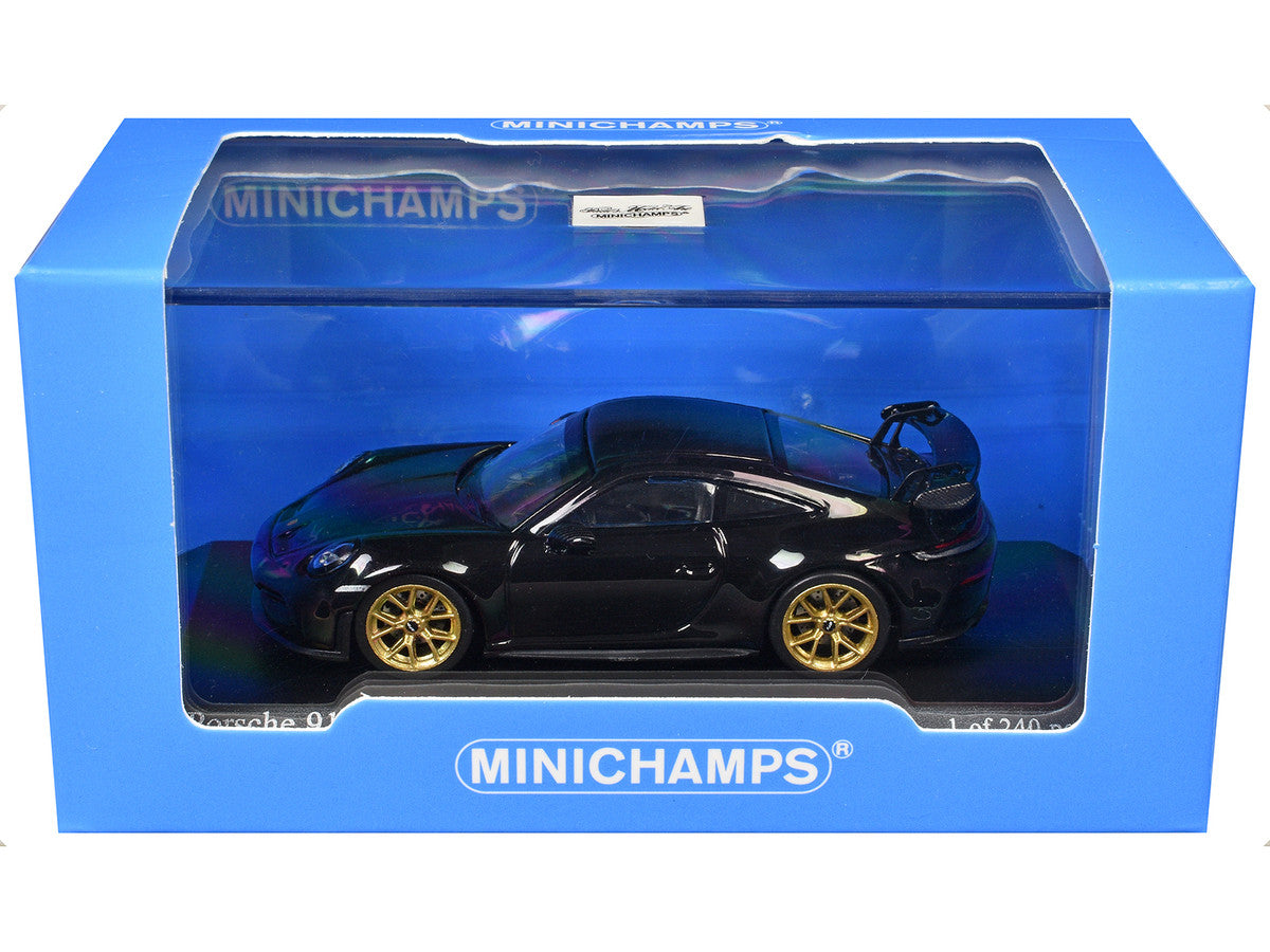 2025 Porsche 911 (992.2) GT3 Weissach Package Black with Carbon Stripe Limited Edition to 240 pieces Worldwide 1/64 Diecast Model Car by Minichamps-2
