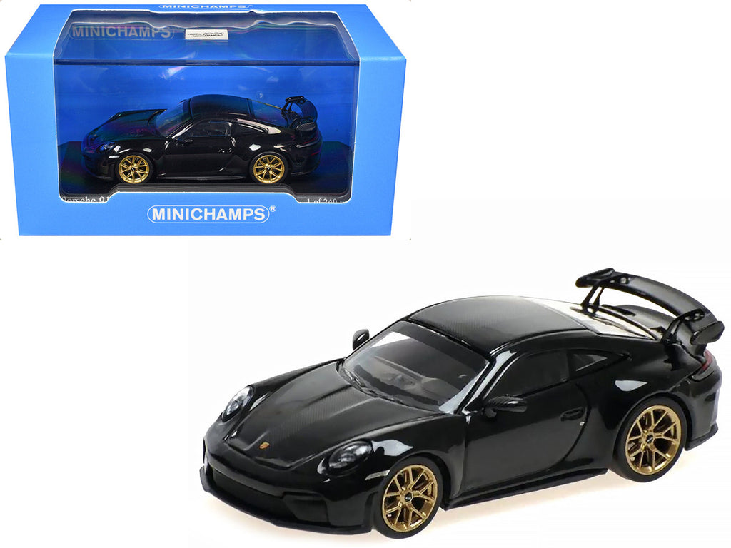 2025 Porsche 911 (992.2) GT3 Weissach Package Black with Carbon Stripe Limited Edition to 240 pieces Worldwide 1/64 Diecast Model Car by Minichamps-0