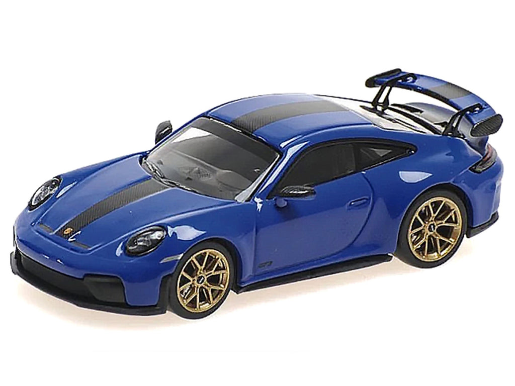 2025 Porsche 911 (992.2) GT3 Weissach Package Blue with Carbon Stripe Limited Edition to 240 pieces Worldwide 1/64 Diecast Model Car by Minichamps-1