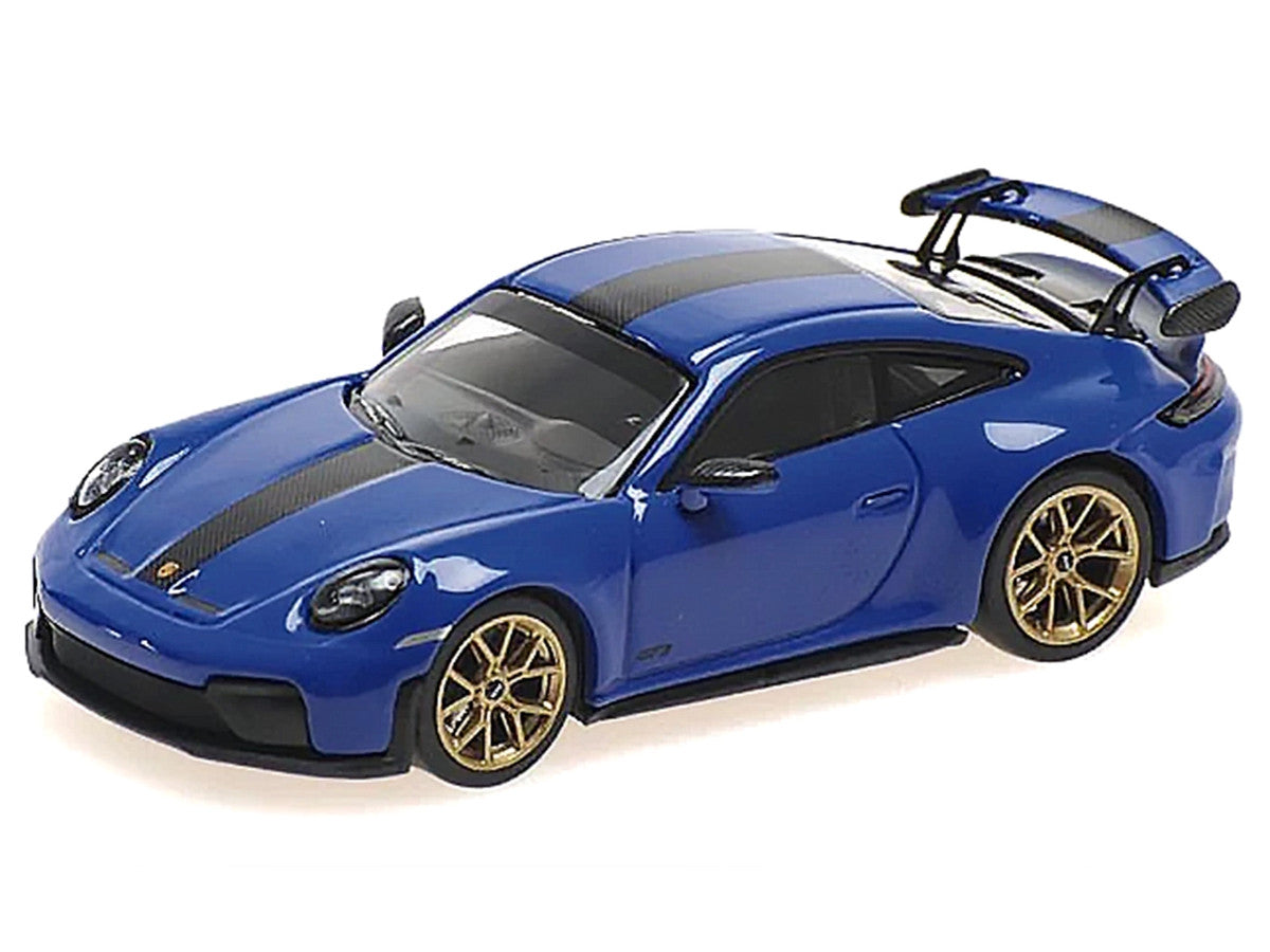 2025 Porsche 911 (992.2) GT3 Weissach Package Blue with Carbon Stripe Limited Edition to 240 pieces Worldwide 1/64 Diecast Model Car by Minichamps-1