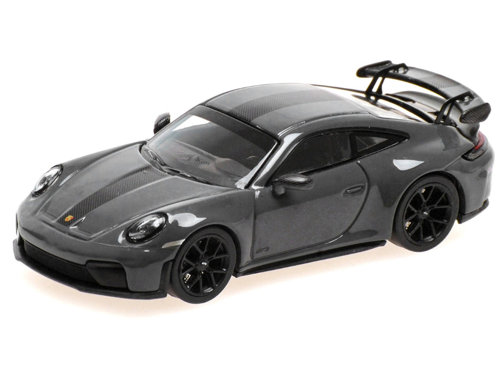 2025 Porsche 911 (992.2) GT3 Weissach Package Gray with Carbon Stripe Limited Edition to 240 pieces Worldwide 1/64 Diecast Model Car by Minichamps-1