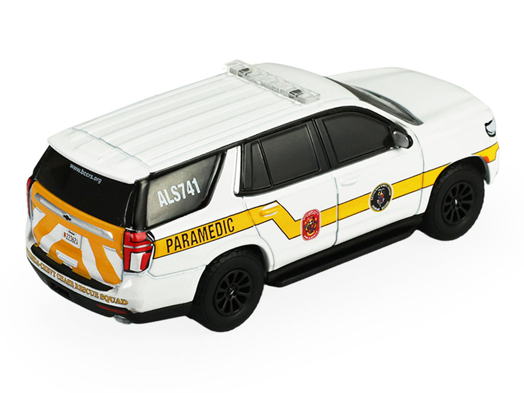 2024 Chevrolet Tahoe "Montgomery County Maryland Fire & Rescue Bethesda-Chevy Chase Rescue Squad" White with Yellow Stripes "Fire & Rescue" Series #5 1/64 Diecast Model Car by Greenlight-3