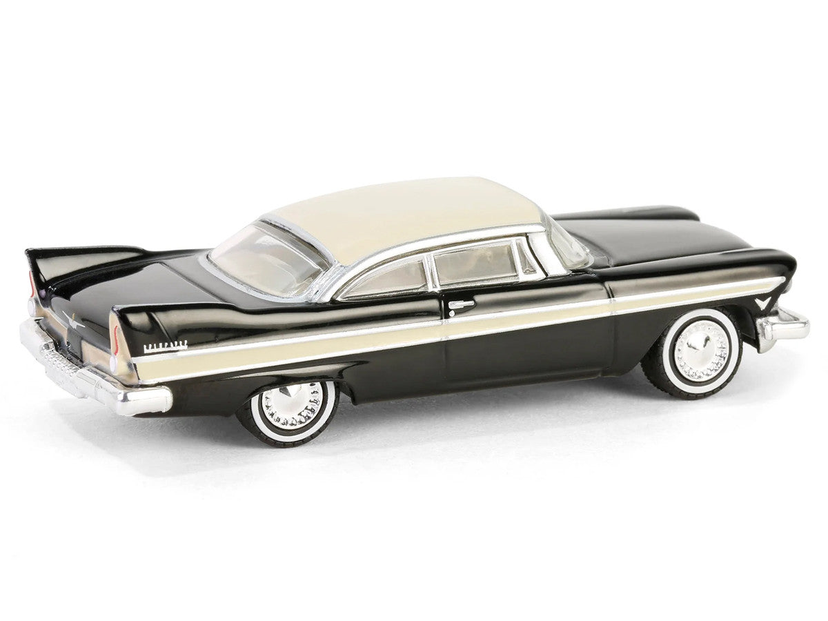 1957 Plymouth Belvedere Jet Black with Sand Dune White Top and Stripes "Showroom Floor" Series 6 1/64 Diecast Model Car by Greenlight-0