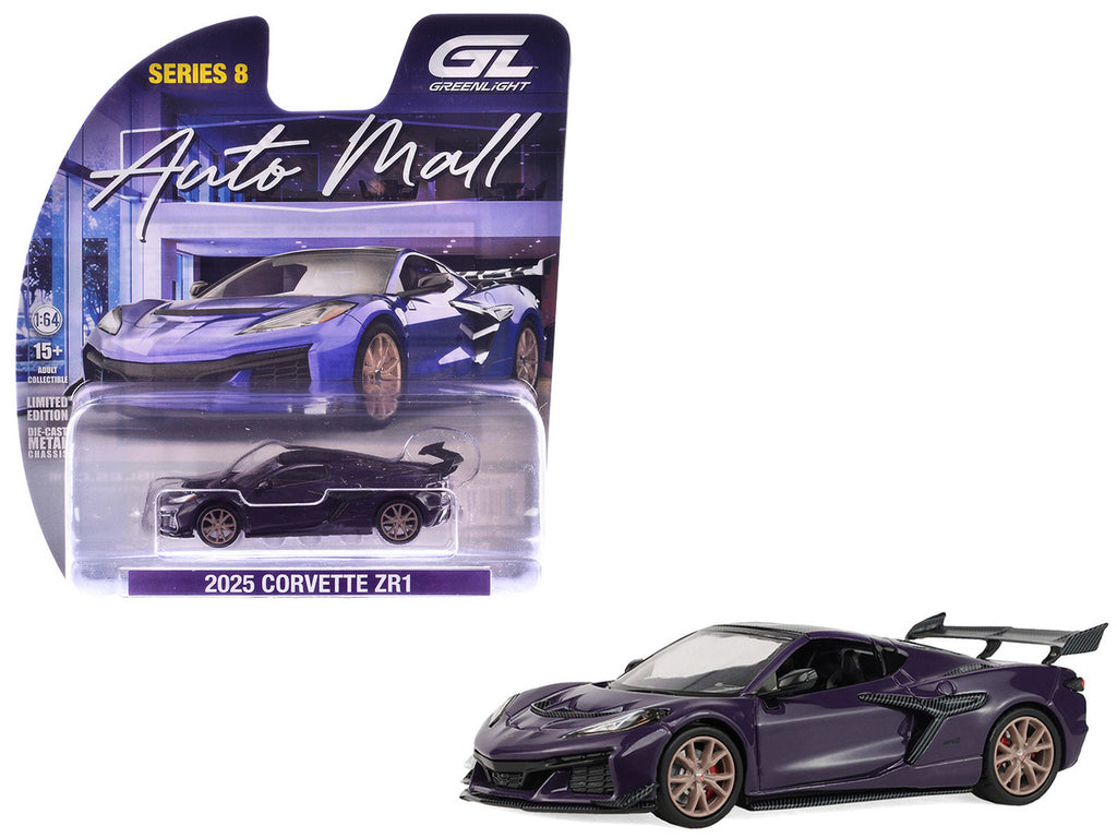 2025 Chevrolet Corvette ZR1 Hysteria Purple Metallic with Carbon Top "Auto Mall" Series 8 1/64 Diecast Model Car by Greenlight-4