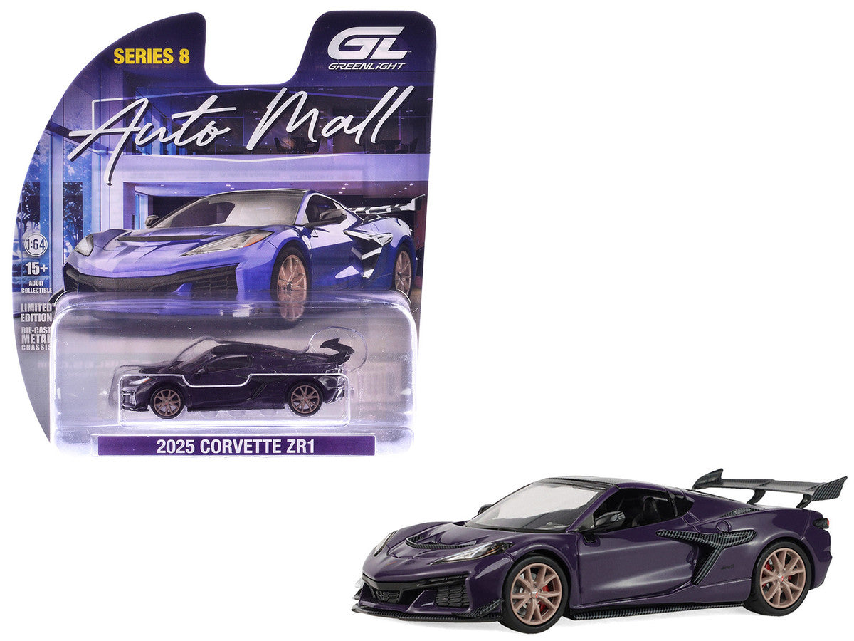 2025 Chevrolet Corvette ZR1 Hysteria Purple Metallic with Carbon Top "Auto Mall" Series 8 1/64 Diecast Model Car by Greenlight-4