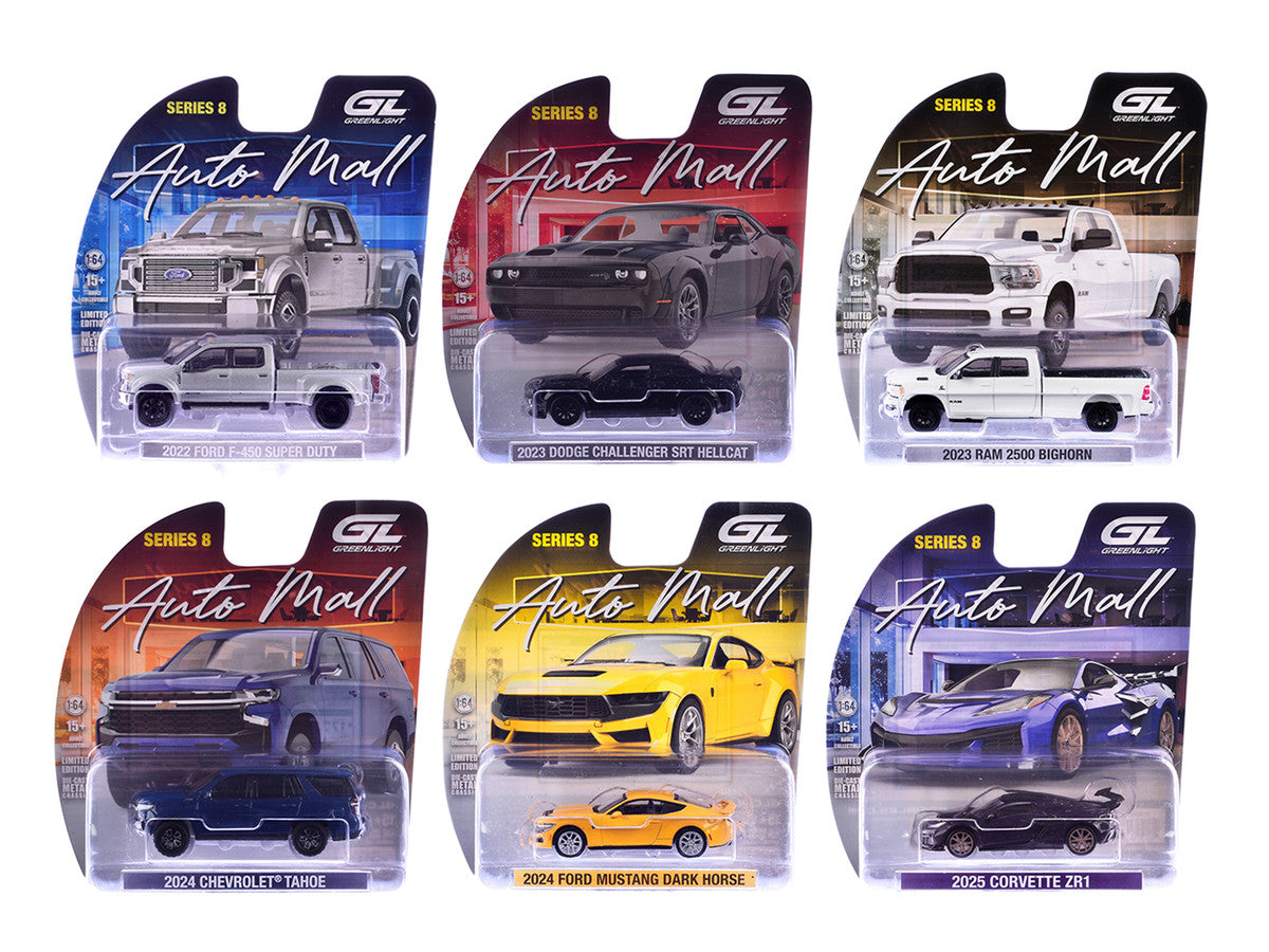 "Auto Mall" Series 8 Set of 6 pieces 1/64 Diecast Model Cars by Greenlight-0