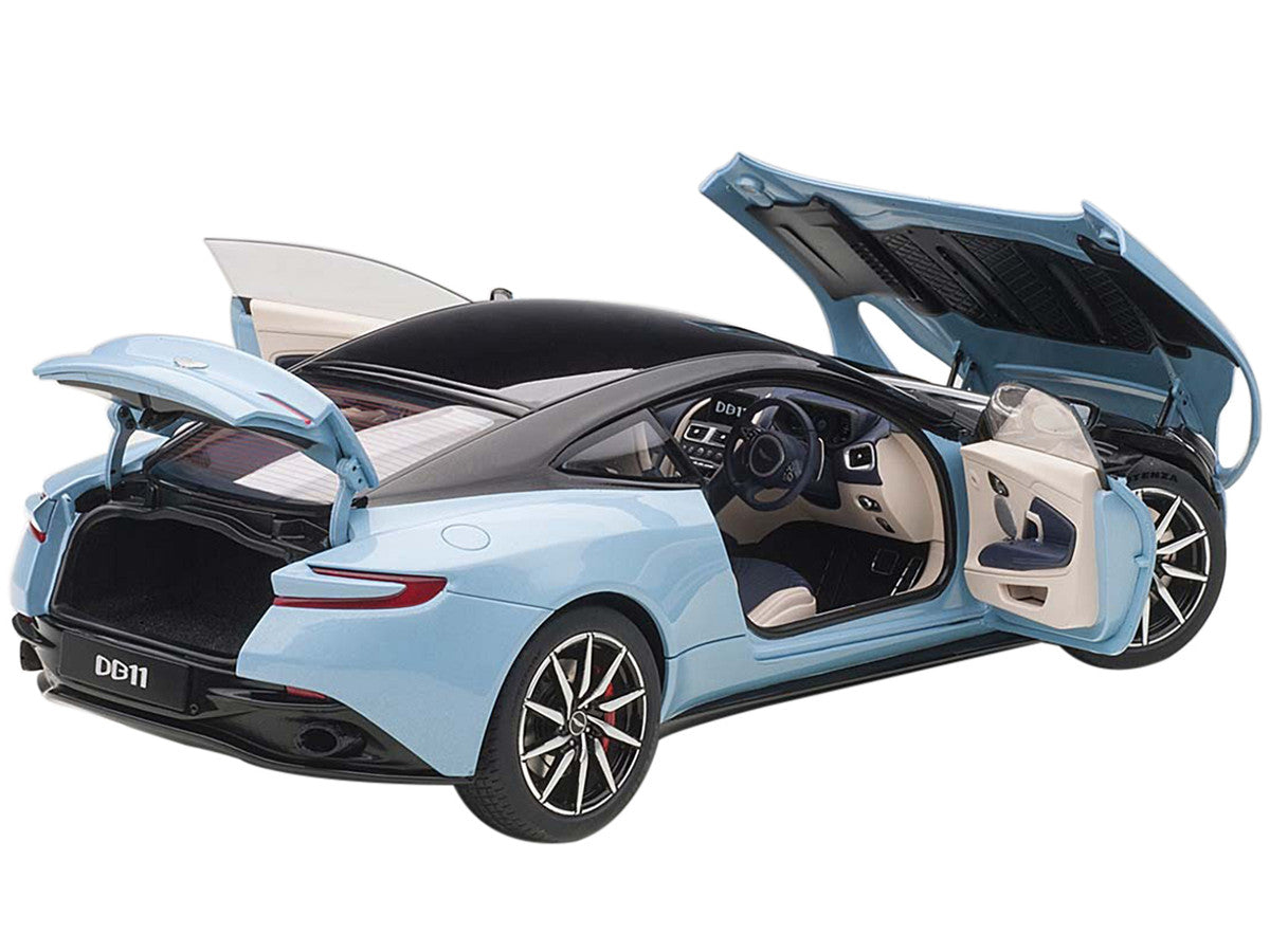 Aston Martin DB11 Q Frosted Glas Blue with Black Top 1/18 Model Car by Autoart-1