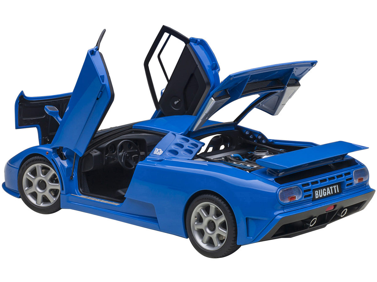 Bugatti EB110 SS Super Sport French Racing Blue with Silver Wheels 1/18 Model Car by Autoart-1