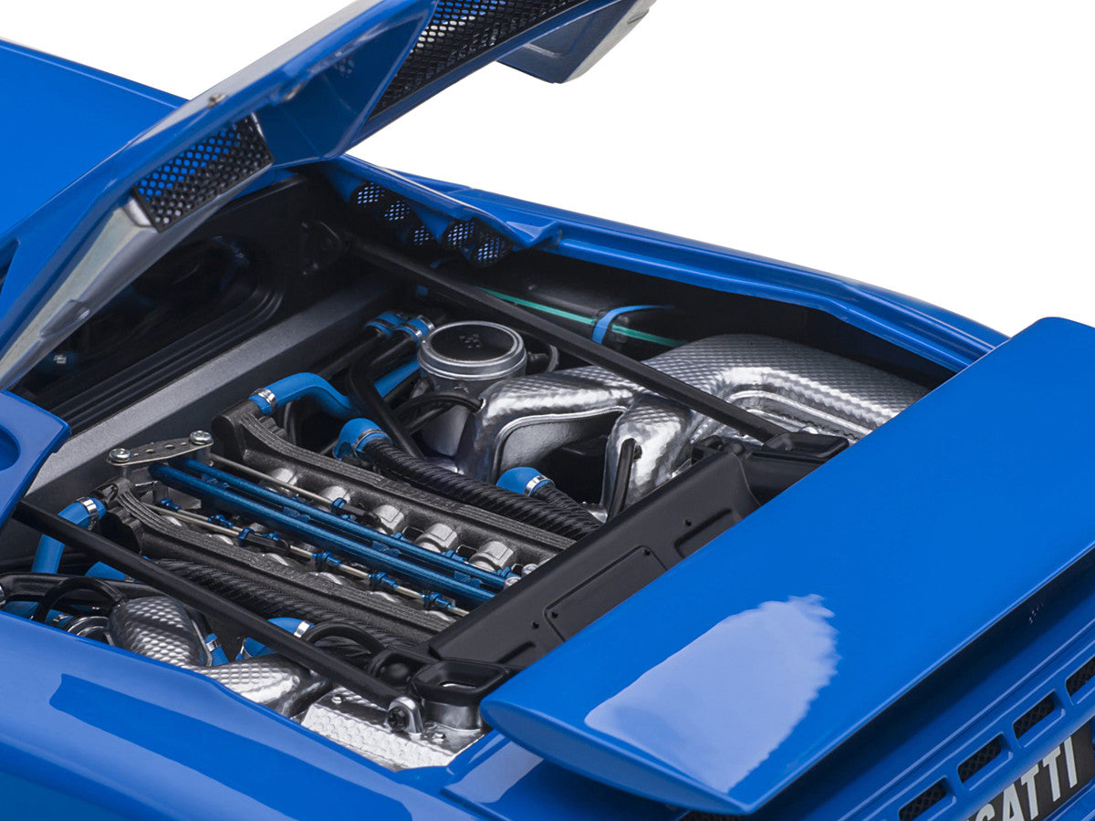 Bugatti EB110 SS Super Sport French Racing Blue with Silver Wheels 1/18 Model Car by Autoart-3