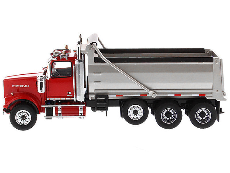 Western Star 4900 SF Dump Truck Red and Silver 1/50 Diecast Model by Diecast Masters-1