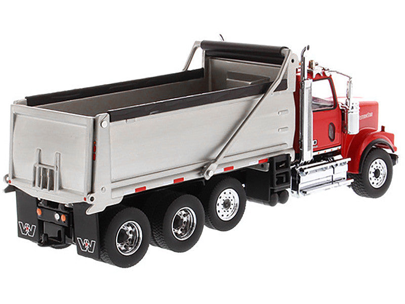 Western Star 4900 SF Dump Truck Red and Silver 1/50 Diecast Model by Diecast Masters-2