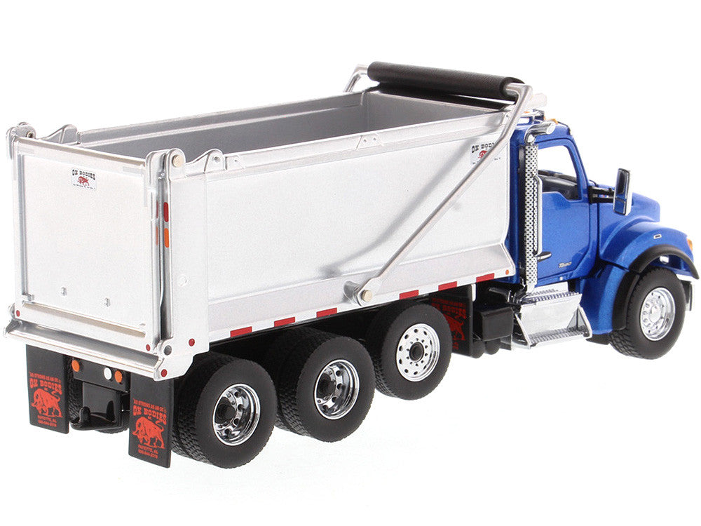Kenworth T880S SFFA Tandem Axle with Pusher Axle OX Stampede Dump Truck Blue and Chrome "Transport Series" 1/50 Diecast Model by Diecast Masters-2