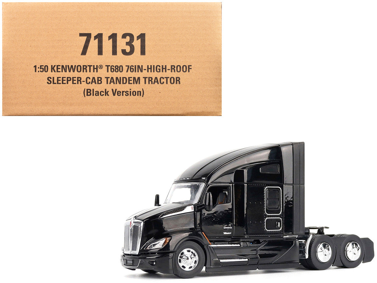 Kenworth T680 76" High Roof Sleeper Cab Truck Tractor Black "Transport Series" 1/50 Diecast Model by Diecast Masters-4