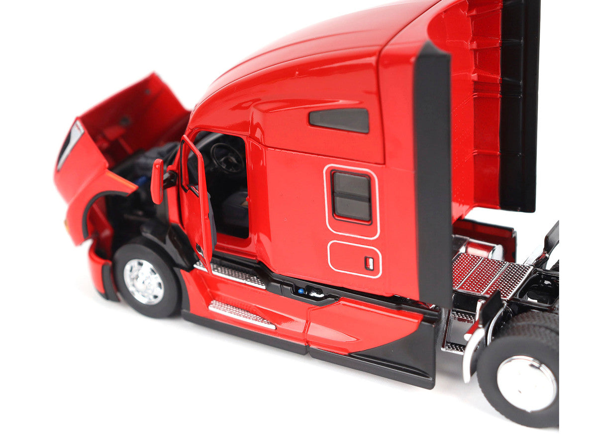 Kenworth T680 76" High Roof Sleeper Cab Truck Tractor Viper Red "Transport Series" 1/50 Diecast Model by Diecast Masters-2