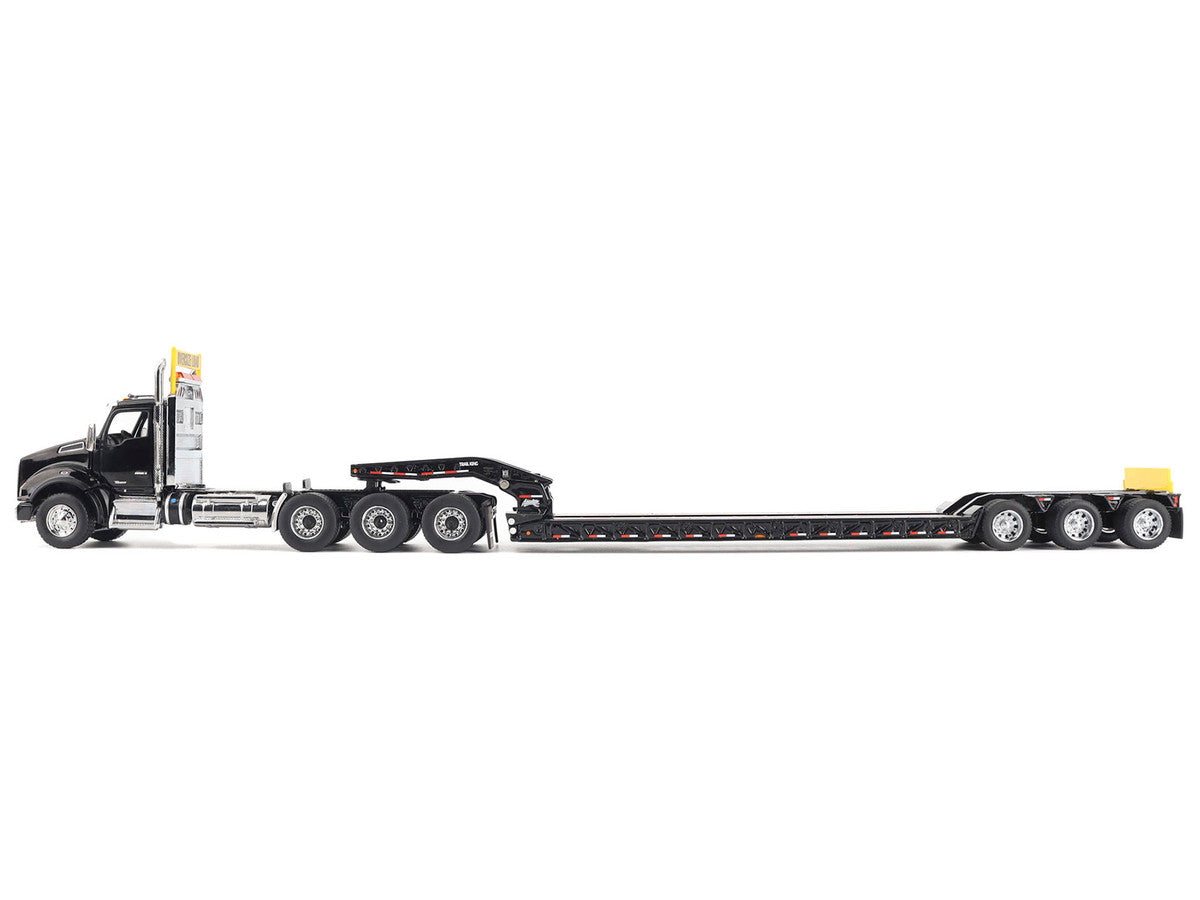Kenworth T880 SBFA Tridem Truck with Trail King HDG Lowboy Trailer Black "Transport Series" 1/50 Diecast Model by Diecast Masters-0