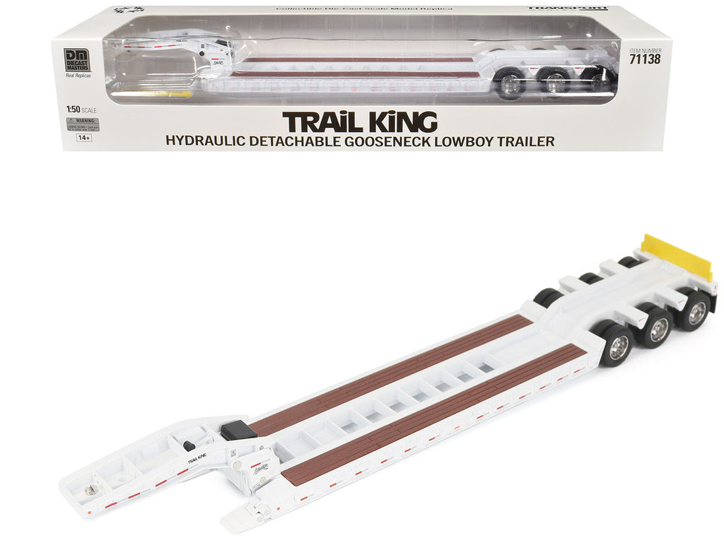 Trail King TK120 Hydraulic Detachable Gooseneck Lowboy Trailer White (Regular Version) "Transport Series" 1/50 Diecast Model by Diecast Masters-4