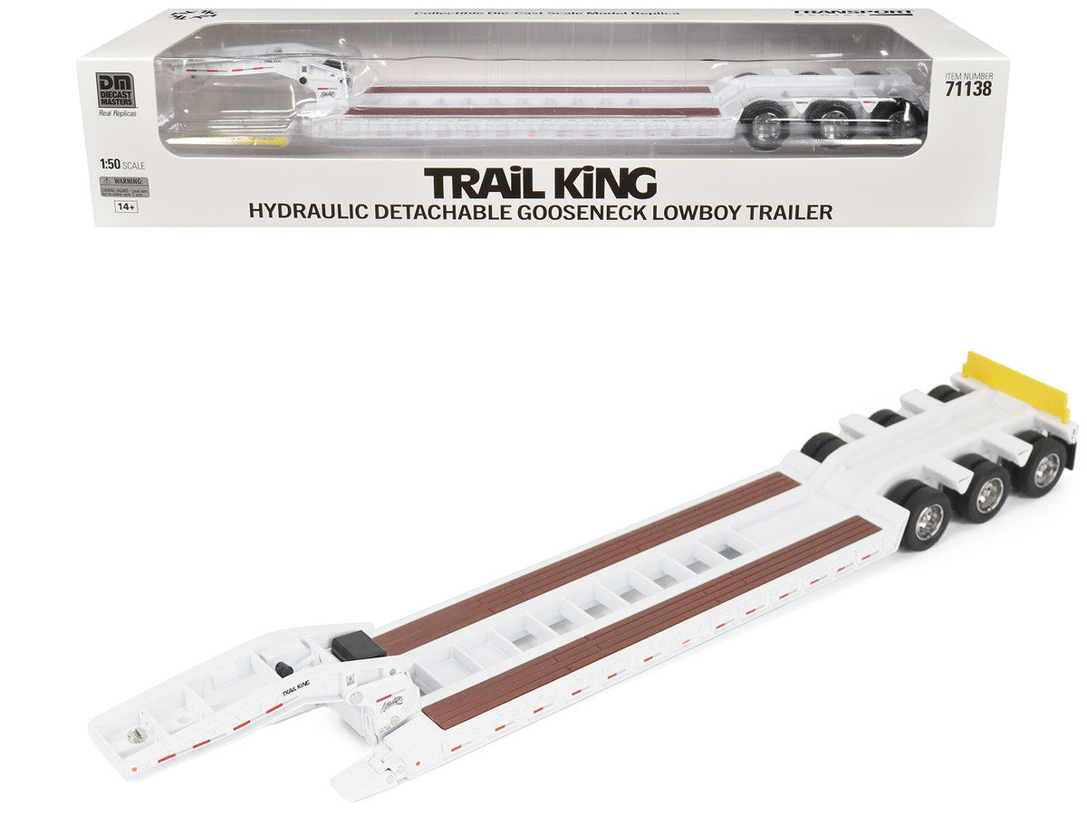 Trail King TK120 Hydraulic Detachable Gooseneck Lowboy Trailer White (Regular Version) "Transport Series" 1/50 Diecast Model by Diecast Masters-4