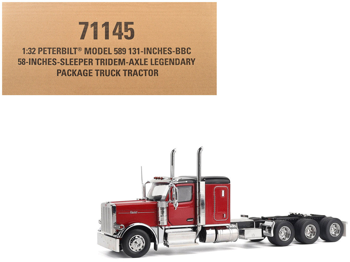 Peterbilt 589 Tridem-Axle Legendary Package Truck Tractor with 58" Sleeper Legendary Red "Transport Series" 1/32 Diecast Model by Diecast Masters-4