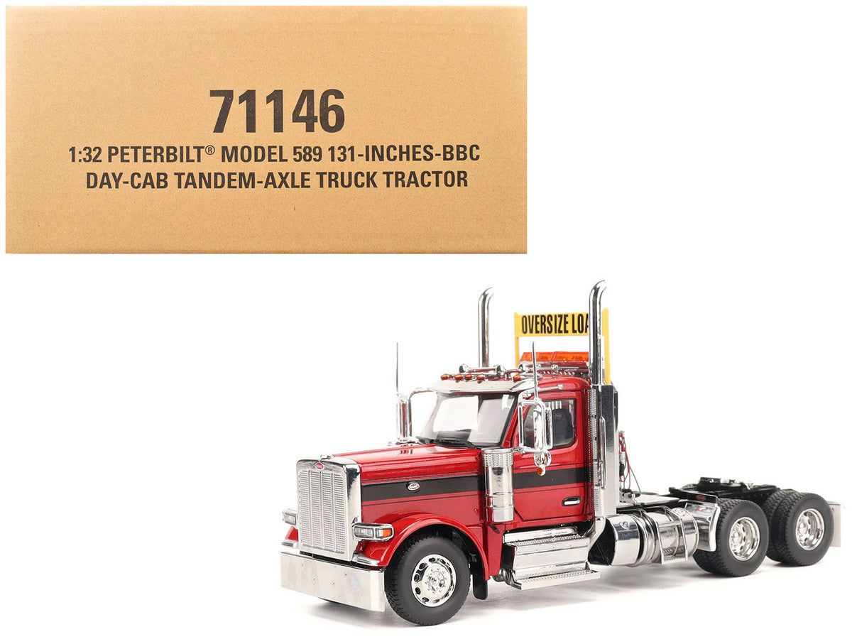 Peterbilt 589 Tandem-Axle Truck Tractor with Day Cab Legendary Red "Transport Series" 1/32 Diecast Model by Diecast Masters-4
