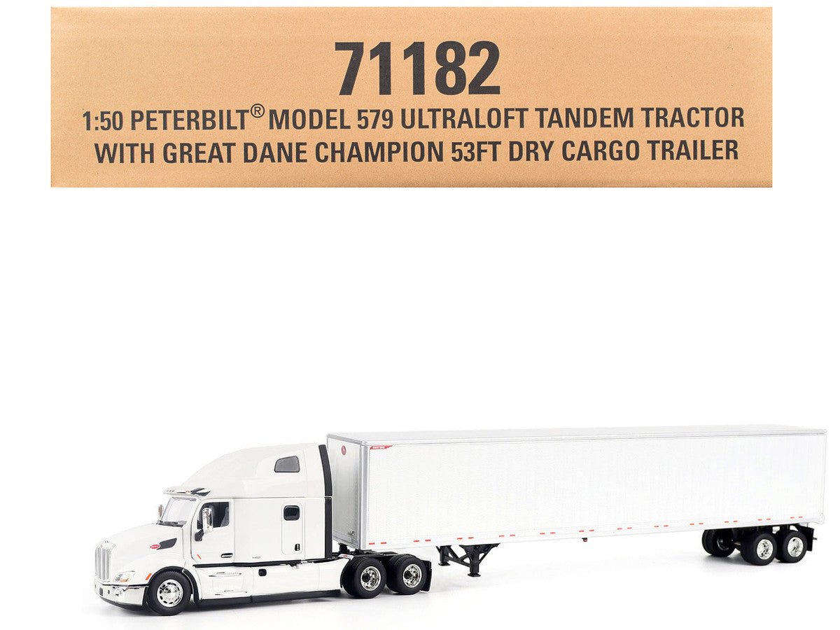 Peterbilt 579 Ultraloft Tandem Tractor White with Great Dane Champion 53ft Dry Cargo Trailer "Transport Series" 1/50 Diecast Model by Diecast Masters-4