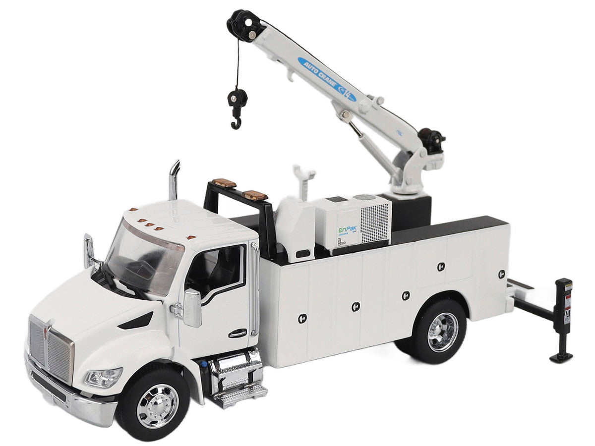 Kenworth T380 Auto-Crane Titan 85-Body HC14-Crane Work Truck with Miller EnPak White "Transport Series" 1/50 Diecast Model by Diecast Masters-3
