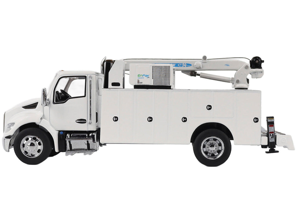 Kenworth T380 Auto-Crane Titan 85-Body HC14-Crane Work Truck with Miller EnPak White "Transport Series" 1/50 Diecast Model by Diecast Masters-1