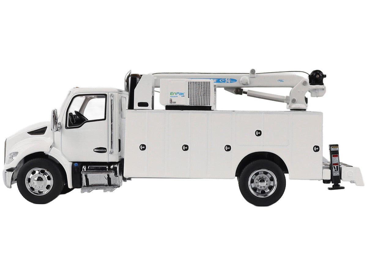 Kenworth T380 Auto-Crane Titan 85-Body HC14-Crane Work Truck with Miller EnPak White "Transport Series" 1/50 Diecast Model by Diecast Masters-1