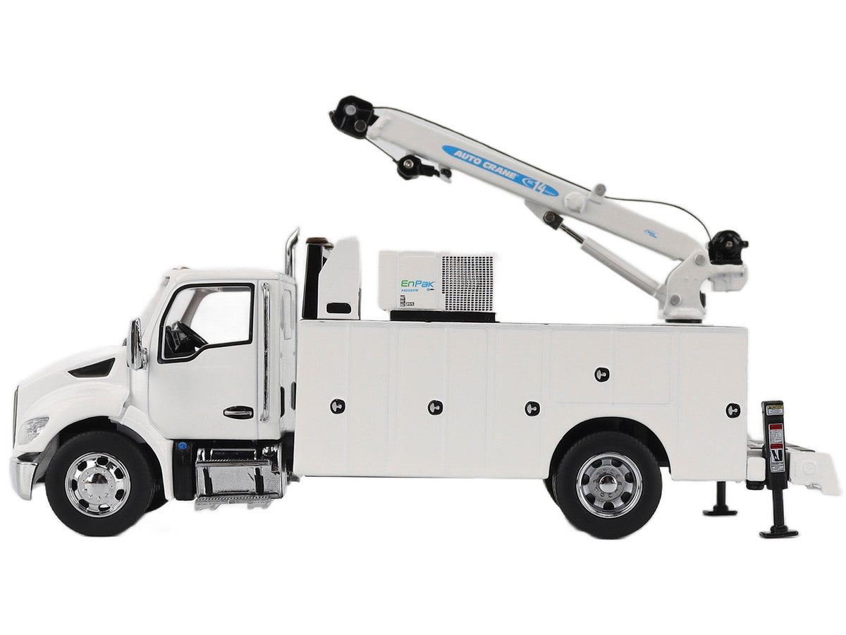 Kenworth T380 Auto-Crane Titan 85-Body HC14-Crane Work Truck with Miller EnPak White "Transport Series" 1/50 Diecast Model by Diecast Masters-0