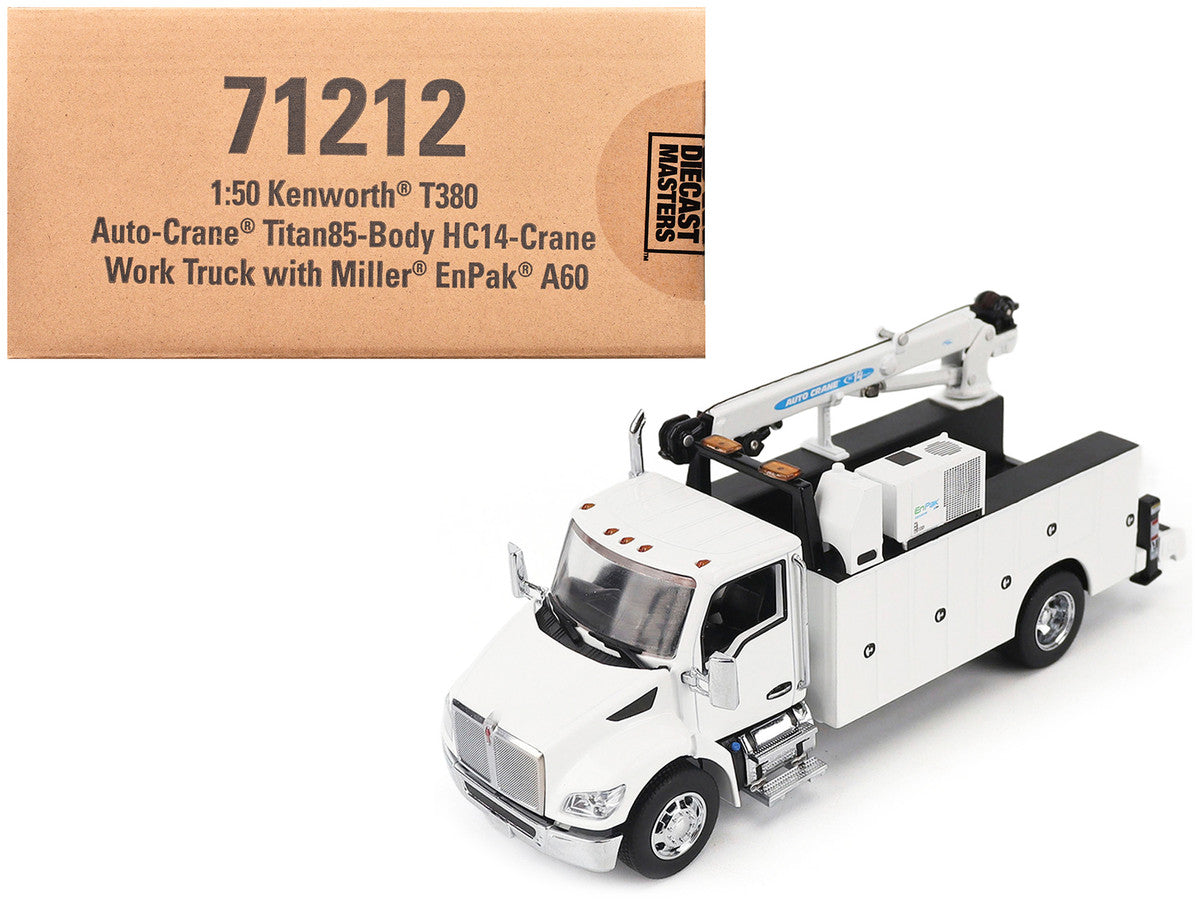 Kenworth T380 Auto-Crane Titan 85-Body HC14-Crane Work Truck with Miller EnPak White "Transport Series" 1/50 Diecast Model by Diecast Masters-4