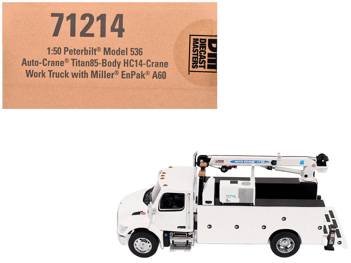 Peterbilt 536 Auto-Crane Titan85-Body HC14-Crane Work Truck with Miller EnPak White "Transport Series" 1/50 Diecast Model by Diecast Masters-4