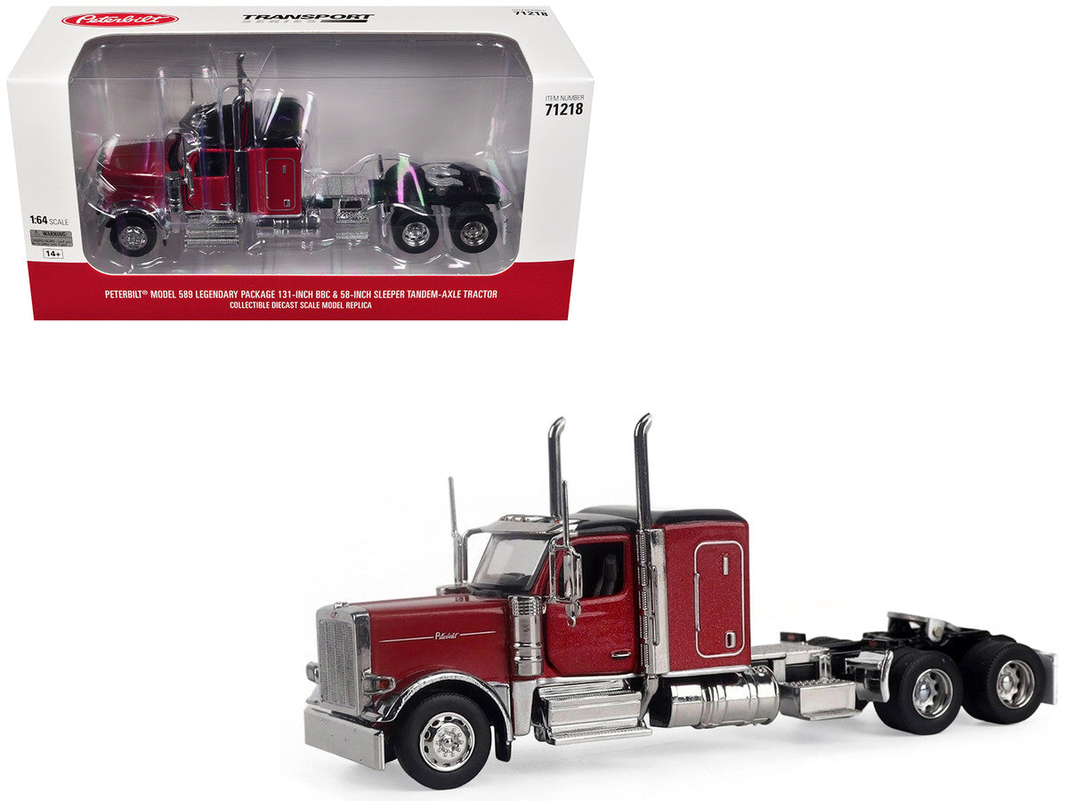 Peterbilt 589 Tandem-Axle Legendary Package Truck Tractor with 58" Sleeper Legendary Red "Transport Series" 1/64 Diecast Model by Diecast Masters-4
