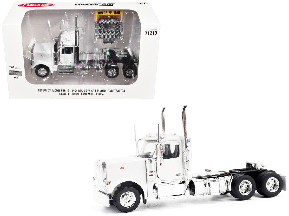 Peterbilt 589 Tandem-Axle Legendary Package Truck Tractor with Day Cab White "Transport Series" 1/64 Diecast Model by Diecast Masters-4