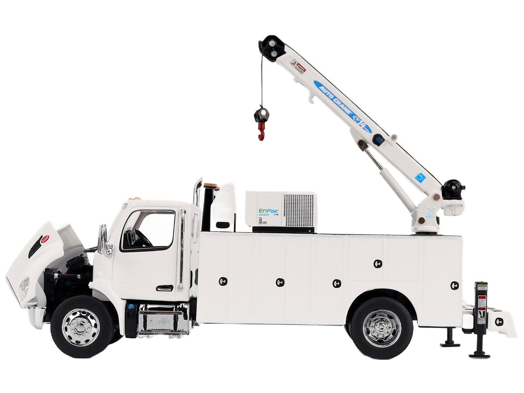 Peterbilt 536 Auto-Crane Titan 85-Body HC14-Crane Work Truck with Miller EnPak White "Transport Series" 1/50 Diecast Model by Diecast Masters-1