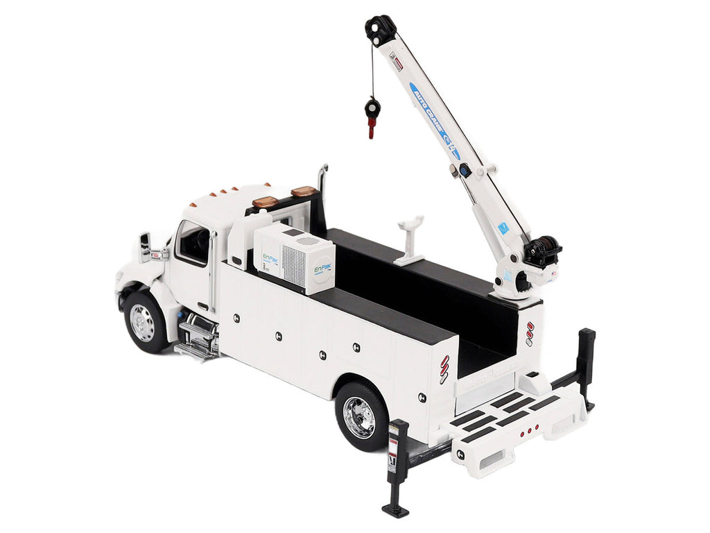 Peterbilt 536 Auto-Crane Titan 85-Body HC14-Crane Work Truck with Miller EnPak White "Transport Series" 1/50 Diecast Model by Diecast Masters-0