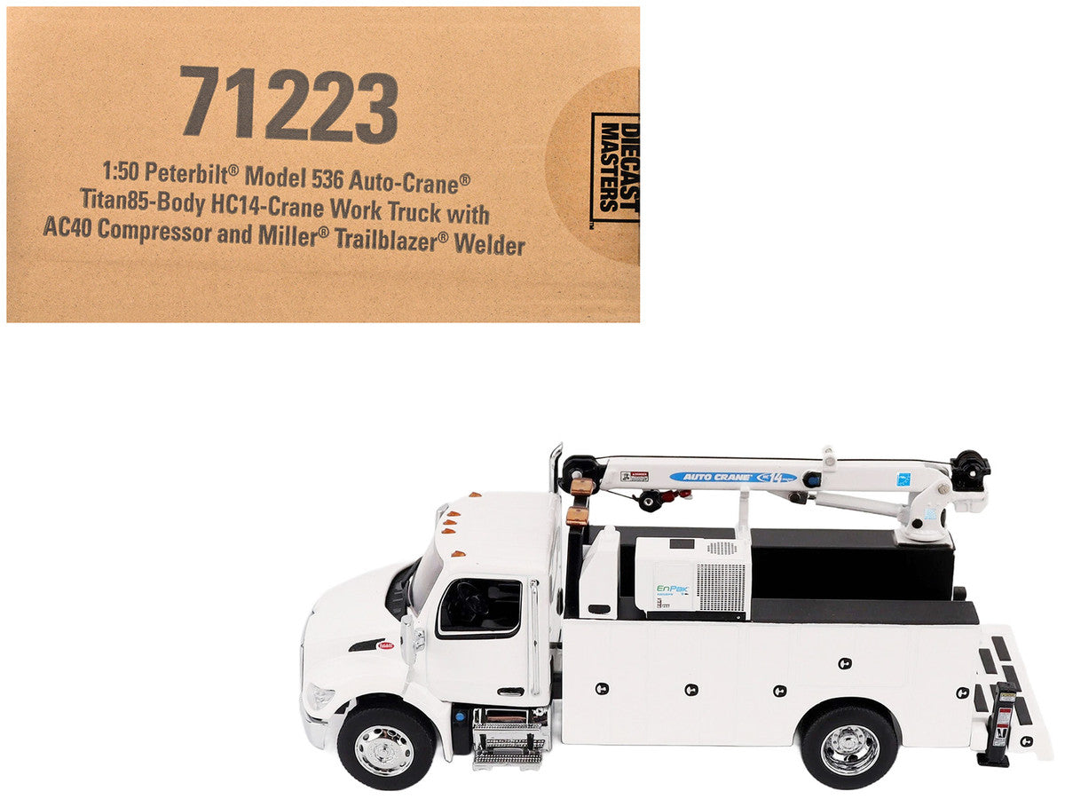 Peterbilt 536 Auto-Crane Titan 85-Body HC14-Crane Work Truck with Miller EnPak White "Transport Series" 1/50 Diecast Model by Diecast Masters-4