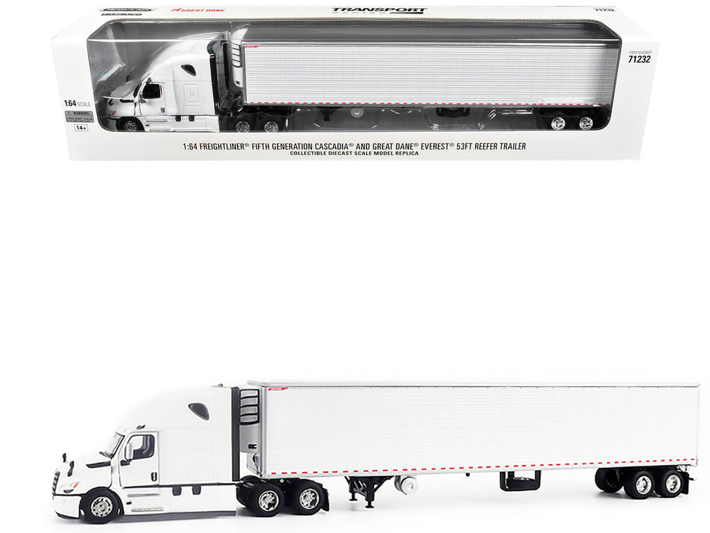 2025 Freightliner Cascadia Gen-5 Truck Tractor with Sleeper and Great Dane Champion 53ft Refrigerated Trailer Winter White "Transport Series" 1/64 Diecast Model by Diecast Masters-4