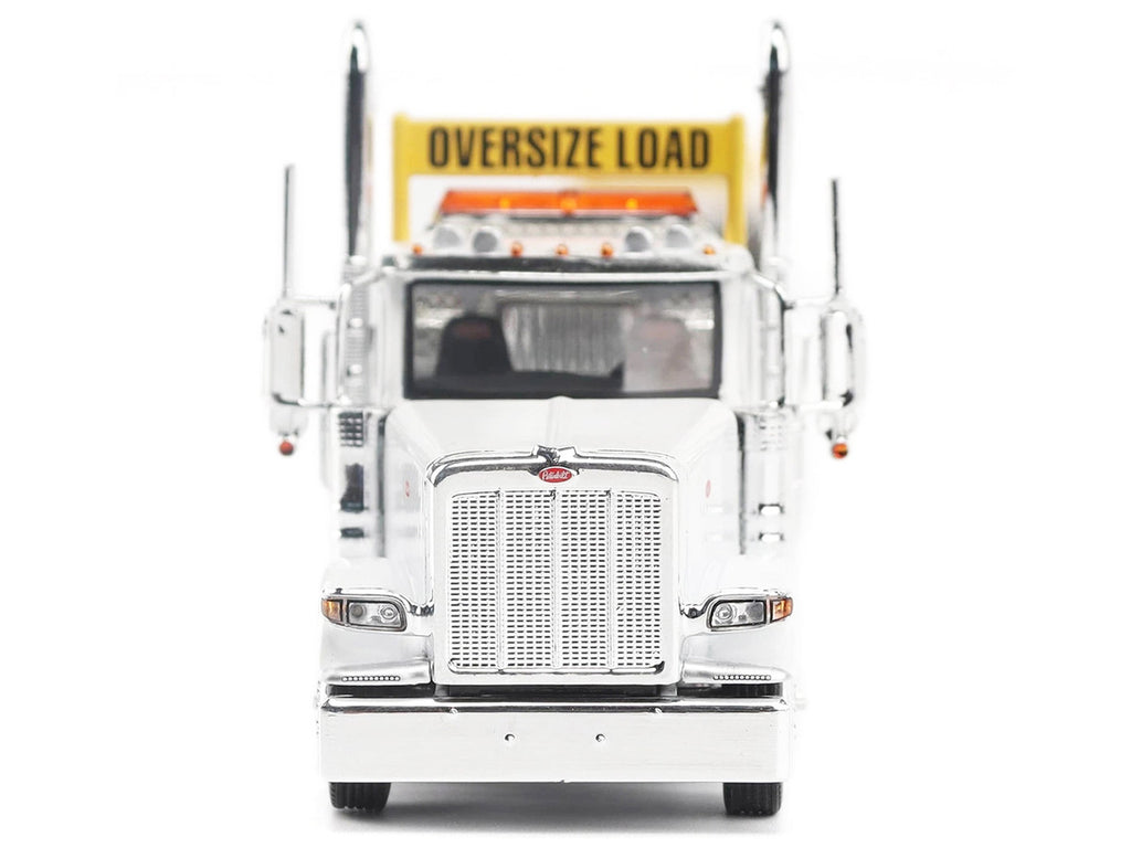 Peterbilt 589 Tridem-Axle Truck Tractor with Day Cab and Trail King TK170 Hydraulic Detachable Gooseneck Lowboy Trailer with Jeep and Booster White "Transport Series" 1/64 Diecast Model by Diecast Masters-3