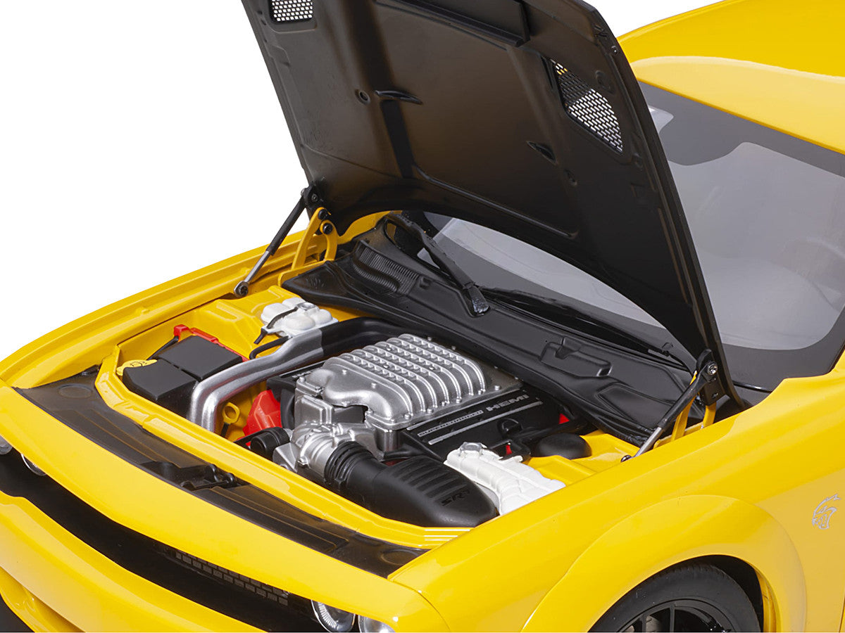 Dodge Challenger SRT Hellcat Widebody Yellow Jacket with Satin Black Hood 1/18 Model Car by Autoart-2