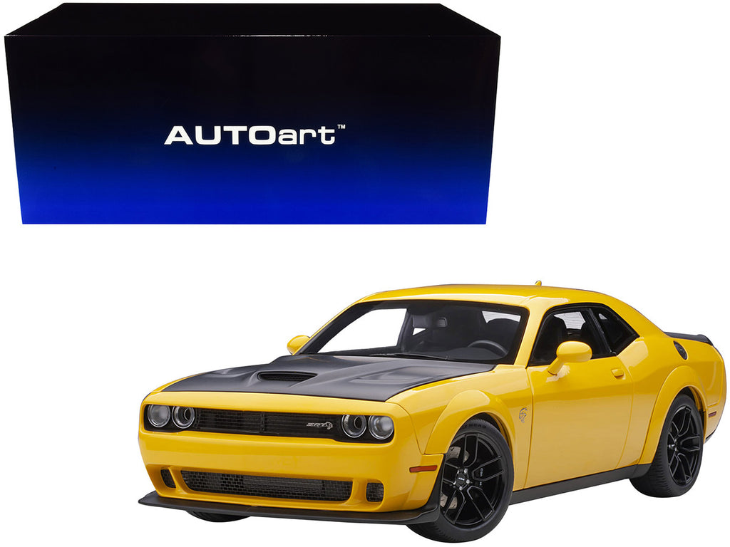 Dodge Challenger SRT Hellcat Widebody Yellow Jacket with Satin Black Hood 1/18 Model Car by Autoart-0